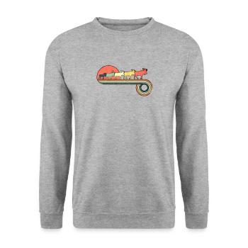 Moose Retro Vintage Puesta de sol Arco iris Color - Sweat-shirt Unisexe - gris chiné - Devant - Alina (178cm) & Michal (187cm)