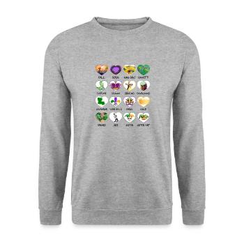 Chemise Mardi Gras Fleur De Lis, Perles King Cake - Sweat-shirt Unisexe - gris chiné - Devant - Alina (178cm) & Michal (187cm)