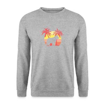 Golden Retriever Summer Sunset de los años 80 - Sweat-shirt Unisexe - gris chiné - Devant - Alina (178cm) & Michal (187cm)