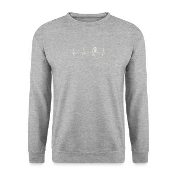 Bogenschießen. Herz. Liebe. Ekg. Impuls. Schlagen. - Unisex Pullover - Weißgrau meliert - Vorne - Alina (178cm) & Michal (187cm)