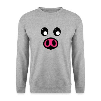 Déguisement de cochon - Sweat-shirt Unisexe - gris chiné - Devant - Alina (178cm) & Michal (187cm)