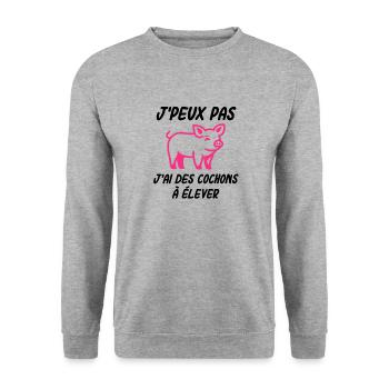 Eleveur de cochon - Sweat-shirt Unisexe - gris chiné - Devant - Alina (178cm) & Michal (187cm)