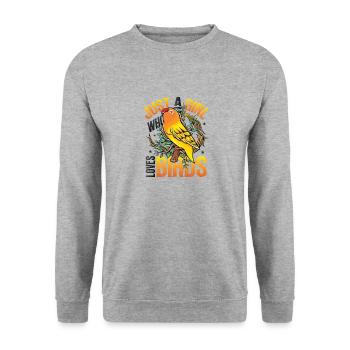 Girls Bird Lover - Just a girl who likes birds - Unisex Sweatshirt - salt & pepper - Front - Alina (178cm) & Michal (187cm)