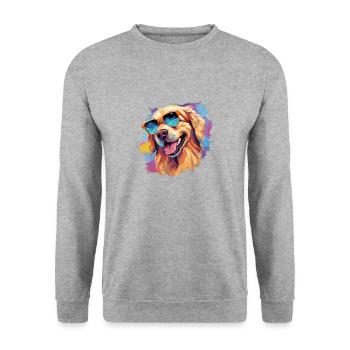 Golden Retriever Wearing Sunglasses Colorful - Unisex Sweatshirt - salt & pepper - Front - Alina (178cm) & Michal (187cm)