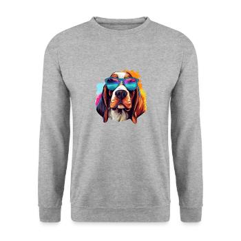 Basset Hound coloré portant des lunettes de soleil Dog Lover - Sweat-shirt Unisexe - gris chiné - Devant - Alina (178cm) & Michal (187cm)