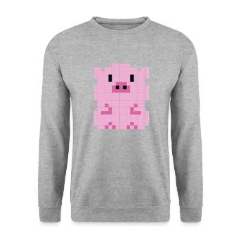 Un porcelet pixélisé - Sweat-shirt Unisexe - gris chiné - Devant - Alina (178cm) & Michal (187cm)