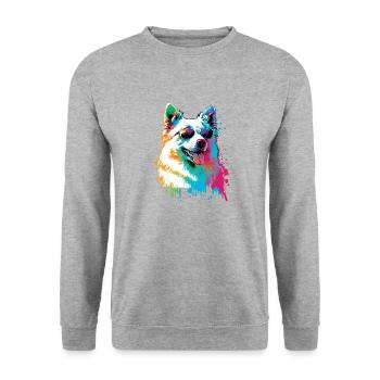 Chien esquimau américain coloré portant des lunettes de soleil - Sweat-shirt Unisexe - gris chiné - Devant - Alina (178cm) & Michal (187cm)