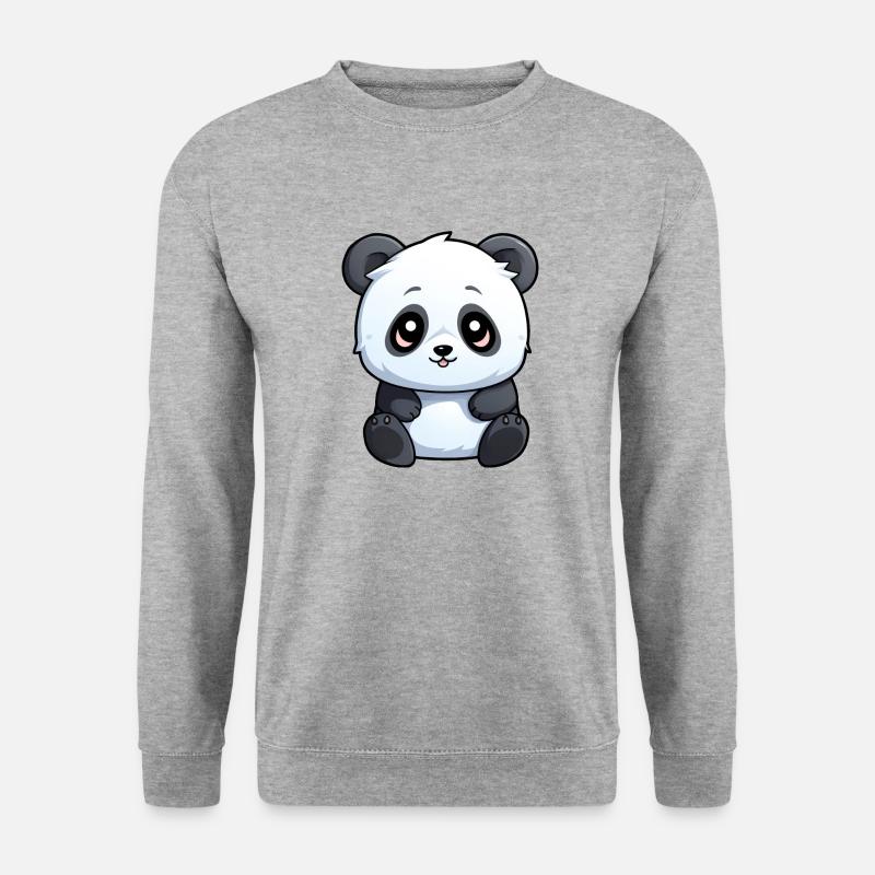 süßer Panda - Unisex Pullover - Weißgrau meliert