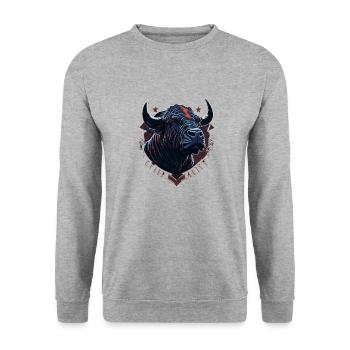 Tête de taureau de vache - Sweat-shirt Unisexe - gris chiné - Devant - Alina (178cm) & Michal (187cm)