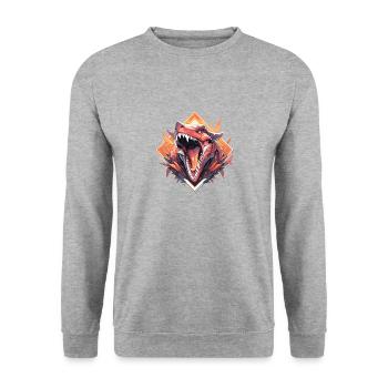 Dinosaurier Trex Dinos Dinosaurus Dino Baby - Unisex Pullover - Weißgrau meliert - Vorne - Alina (178cm) & Michal (187cm)