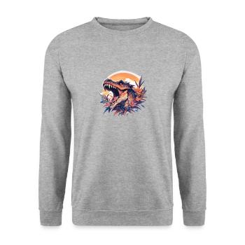 Dinosaurier Trex Dinos Dinosaurus Dino Baby - Unisex Pullover - Weißgrau meliert - Vorne - Alina (178cm) & Michal (187cm)