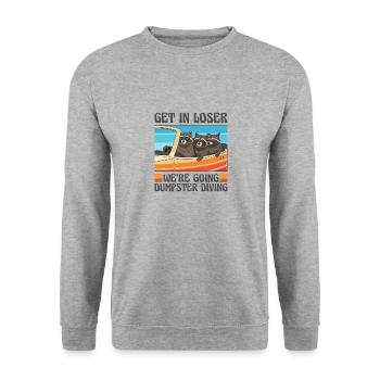Raccoon Lover Trash Picking Dumpster Diving Trash - Unisex Pullover - Weißgrau meliert - Vorne - Alina (178cm) & Michal (187cm)