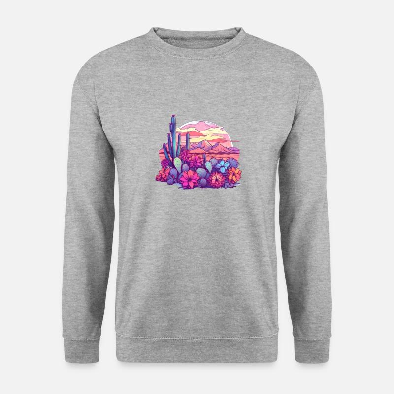 Kaktuswüste Westtexas Sukkulente - Unisex Pullover - Weißgrau meliert