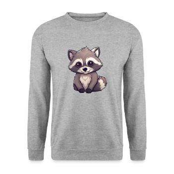 Raccoon - Unisex Sweatshirt - salt & pepper - Front - Alina (178cm) & Michal (187cm)