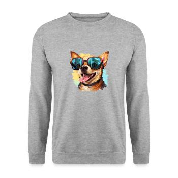 Chihuahua coloré portant des lunettes de soleil amoureux des chiens - Sweat-shirt Unisexe - gris chiné - Devant - Alina (178cm) & Michal (187cm)