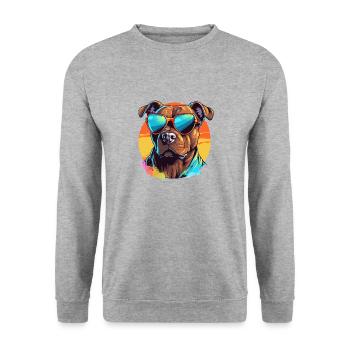 Pitbull coloré portant des lunettes de soleil amoureux des chiens - Sweat-shirt Unisexe - gris chiné - Devant - Alina (178cm) & Michal (187cm)