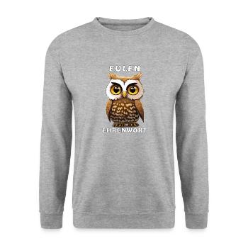 EULEN EHRENWORT - Unisex Pullover - Weißgrau meliert - Vorne - Alina (178cm) & Michal (187cm)