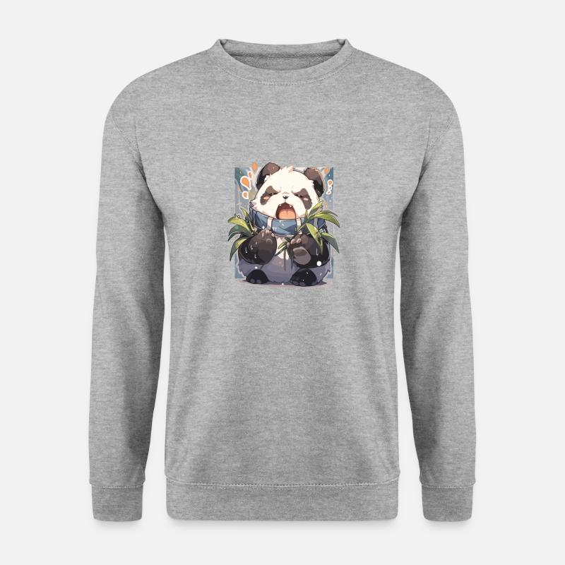 Pandabären - Unisex Pullover - Weißgrau meliert