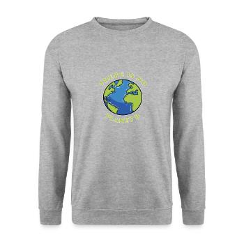 There is no Planet B - Unisex Pullover - Weißgrau meliert - Vorne - Alina (178cm) & Michal (187cm)
