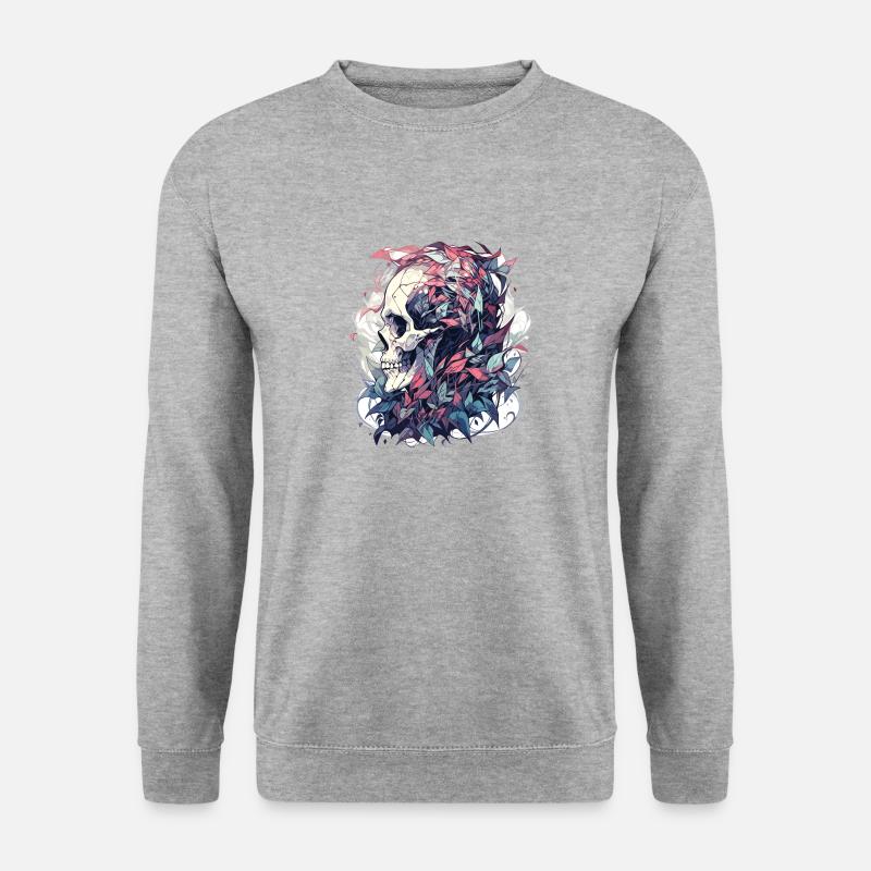 Totenkopf - Unisex Pullover - Weißgrau meliert