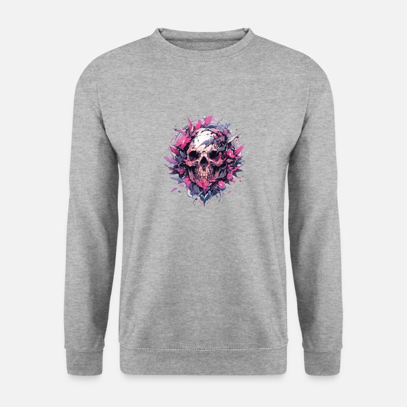 Totenkopf - Unisex Pullover - Weißgrau meliert