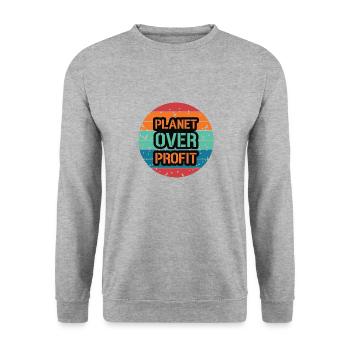 Planet over Profit - Unisex Pullover - Weißgrau meliert - Vorne - Alina (178cm) & Michal (187cm)