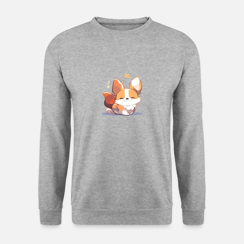 Corgi Hund - Unisex Pullover - Weißgrau meliert