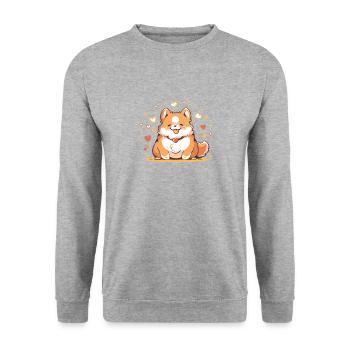 Corgi Corgi Chien Mignon Corgi Corgis - Sweat-shirt Unisexe - gris chiné - Devant - Alina (178cm) & Michal (187cm)
