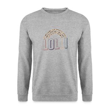 Großmutter Hemd, Lolli Regenbogen Leopardenmuster - Unisex Pullover - Weißgrau meliert - Vorne - Alina (178cm) & Michal (187cm)