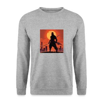 Ninja T-Shirt Männer, Jungen Fantasy Aufkleber, Tassen Mützen - Unisex Pullover - Weißgrau meliert - Vorne - Alina (178cm) & Michal (187cm)