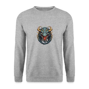Dragon Tshirt Men, Boys Fantasy Apparel Animal - Unisex Sweatshirt - salt & pepper - Front - Alina (178cm) & Michal (187cm)