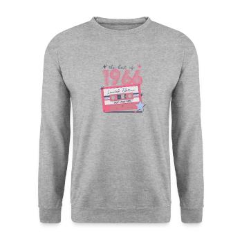 Geboren 1966 1966 Geburtstag geschenk Jahrgang - Unisex Pullover - Weißgrau meliert - Vorne - Alina (178cm) & Michal (187cm)