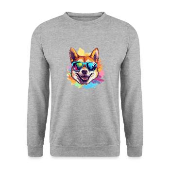 Colorful Akita Wearing Sunglasses Dog Lover - Unisex Sweatshirt - salt & pepper - Front - Alina (178cm) & Michal (187cm)