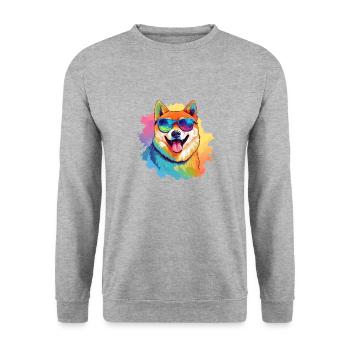 Colorful Akita Wearing Sunglasses Dog Lover - Unisex Sweatshirt - salt & pepper - Front - Alina (178cm) & Michal (187cm)
