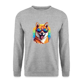 Colorful Akita Wearing Sunglasses Dog Lover - Unisex Sweatshirt - salt & pepper - Front - Alina (178cm) & Michal (187cm)