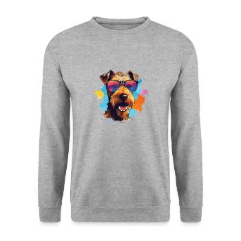 Airedale Terrier coloré portant des lunettes de soleil - Sweat-shirt Unisexe - gris chiné - Devant - Alina (178cm) & Michal (187cm)