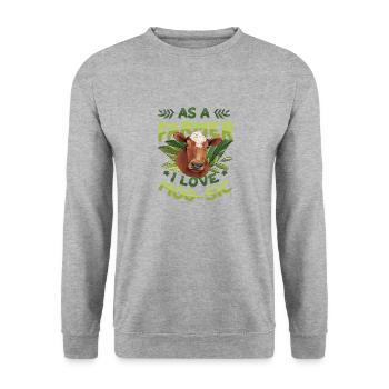 Als Landwirt Liebe Ich Moo-sic, Funny Farmer - Unisex Pullover - Weißgrau meliert - Vorne - Alina (178cm) & Michal (187cm)