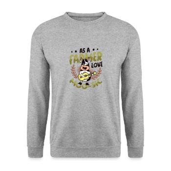 Als Landwirt Liebe Ich Moo-sic, Funny Farmer - Unisex Pullover - Weißgrau meliert - Vorne - Alina (178cm) & Michal (187cm)