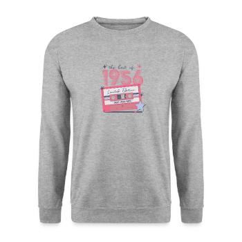 1956 Anniversaire né en 1956 Retro Vintage - Sweat-shirt Unisexe - gris chiné - Devant - Alina (178cm) & Michal (187cm)