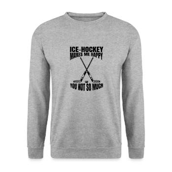 Eishockeyspieler Eishockey Hockeyfan Eishockeyteam - Unisex Pullover - Weißgrau meliert - Vorne - Alina (178cm) & Michal (187cm)