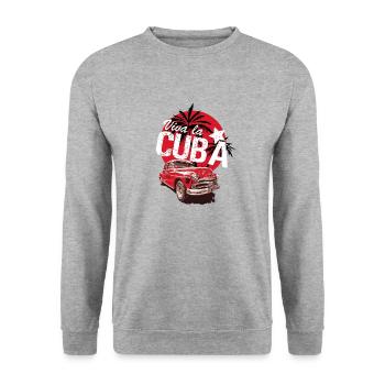 Viva la Cuba - Voiture cubaine, T-Shirt Holyday - Sweat-shirt Unisexe - gris chiné - Devant - Alina (178cm) & Michal (187cm)