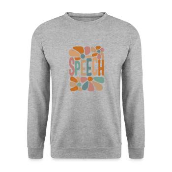 Chemise d’orthophoniste, Discours Floral Coloré - Sweat-shirt Unisexe - gris chiné - Devant - Alina (178cm) & Michal (187cm)