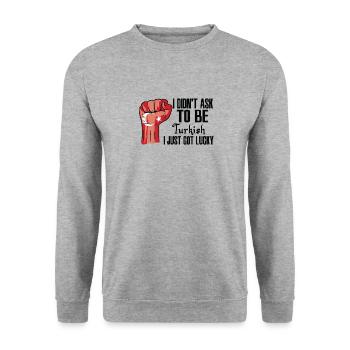 Türkischer Stolz Türkische Flagge Gewachsen - Unisex Pullover - Weißgrau meliert - Vorne - Alina (178cm) & Michal (187cm)