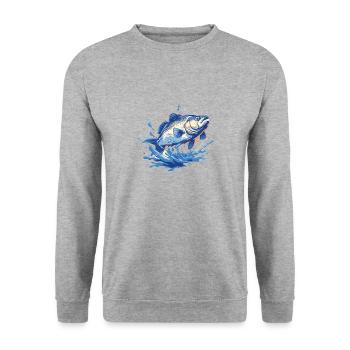 Poisson Poisson Carpe Welz Pêcheurs à la ligne - Sweat-shirt Unisexe - gris chiné - Devant - Alina (178cm) & Michal (187cm)