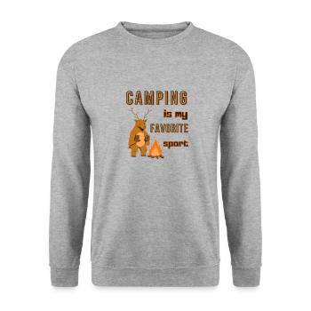 Camping ist mein liebster Sport-Caravan-Camp-Urlaub - Unisex Pullover - Weißgrau meliert - Vorne - Alina (178cm) & Michal (187cm)