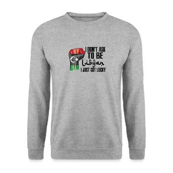Libyan Pride Libya Flag Grown Libyan Roots Libyan - Unisex Sweatshirt - salt & pepper - Front - Alina (178cm) & Michal (187cm)