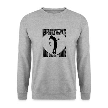 Tennisverein Tennisspieler Tennis Tennisliebhaber - Unisex Pullover - Weißgrau meliert - Vorne - Alina (178cm) & Michal (187cm)