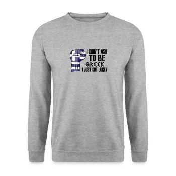 Fierté grecque Drapeau grec cultivé - Sweat-shirt Unisexe - gris chiné - Devant - Alina (178cm) & Michal (187cm)