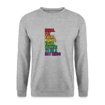 Feminismus Feminismus Frauen Gleichberechtigung - Unisex Pullover - Weißgrau meliert - Vorne - Alina (178cm) & Michal (187cm)