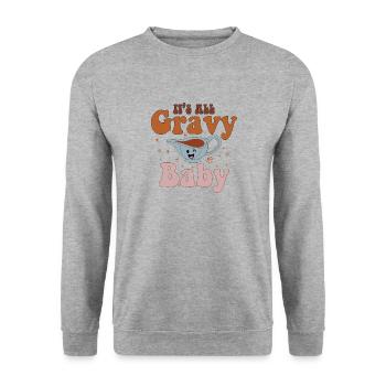 Retro Its All Gravy Baby Vintage Fall Thanksgiving - Unisex Sweatshirt - salt & pepper - Front - Alina (178cm) & Michal (187cm)
